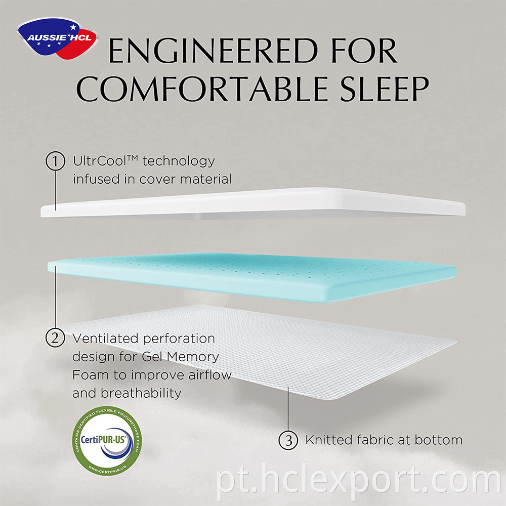 Colchon Aussie Memory Roll Gel Gel Inch Mattress Foam Topper Sleeping Melhor Rainha Rei Double Factory Bem